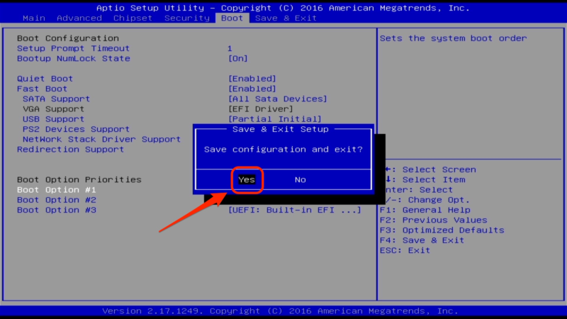 Save & Exit Setup