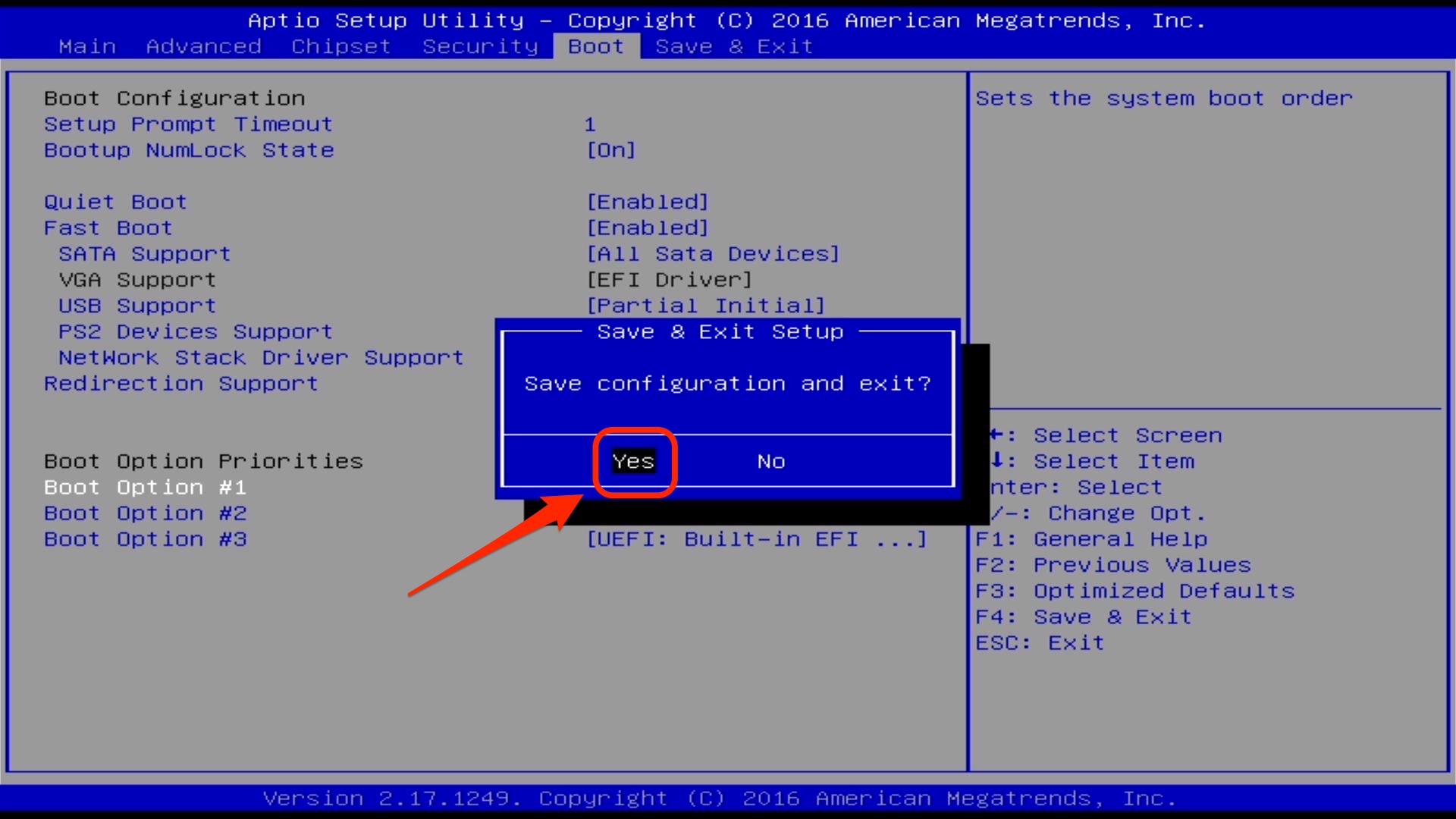 Save & Exit Setup