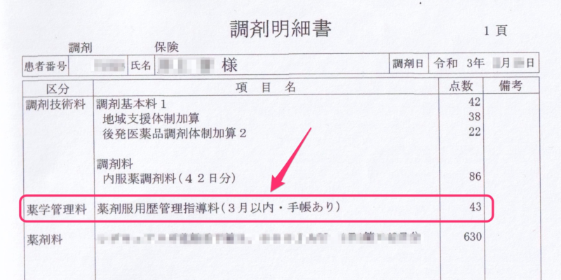 服用歴管理手数料