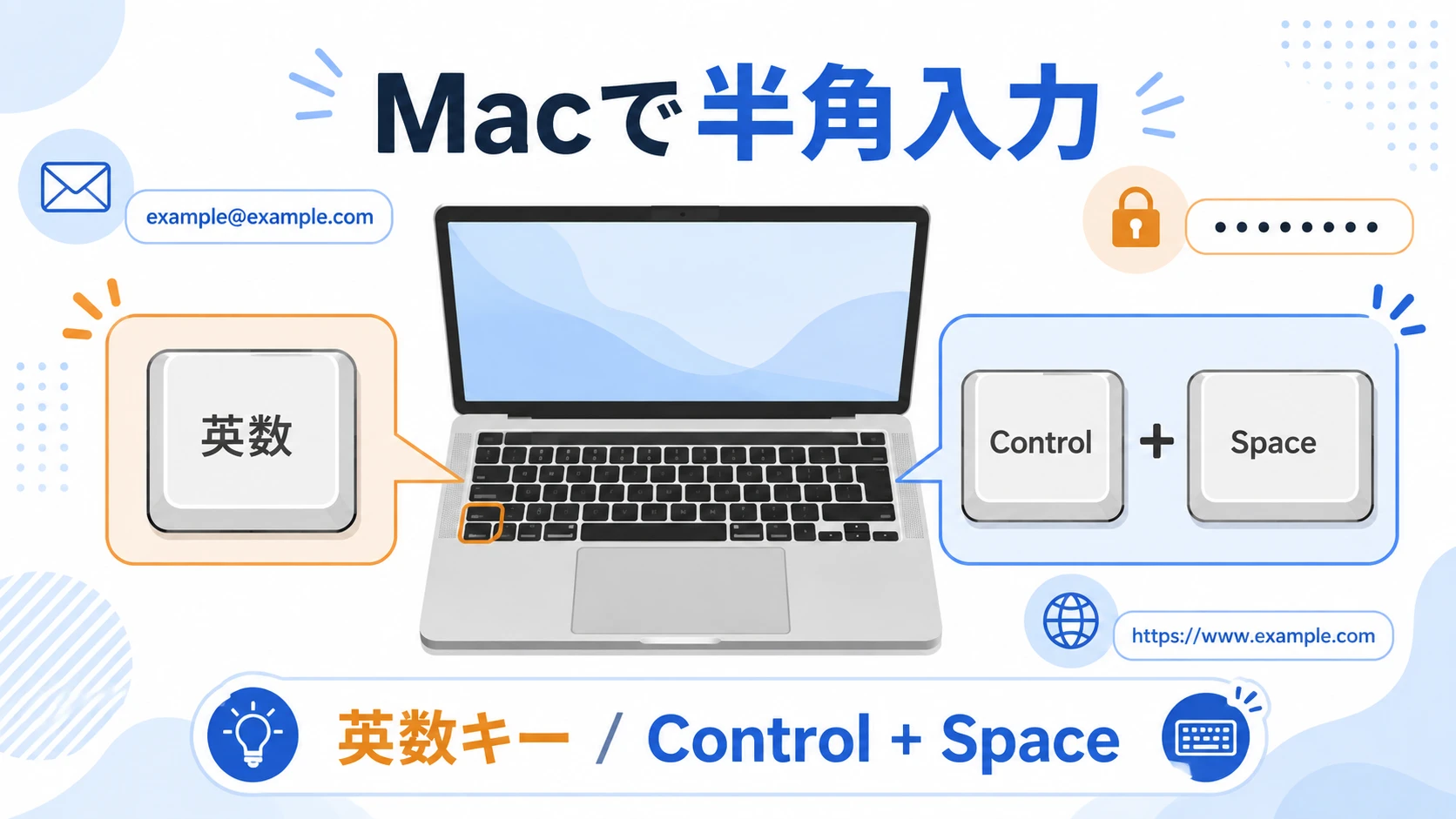 Macで半角英数字を入力する方法。英数キーとControl + Spaceの使い分け