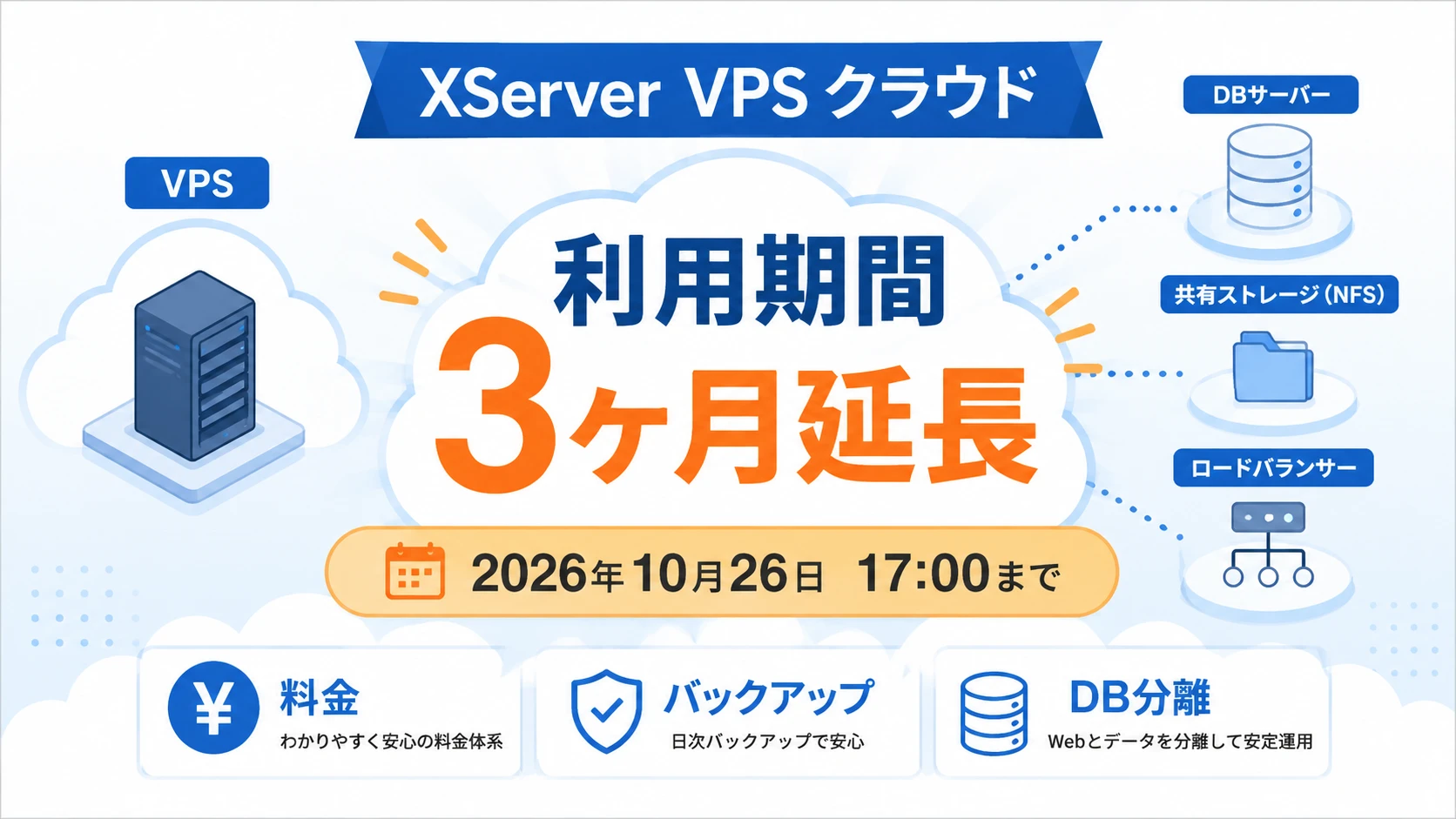 XServer VPS クラウドの3ヶ月延長キャンペーン