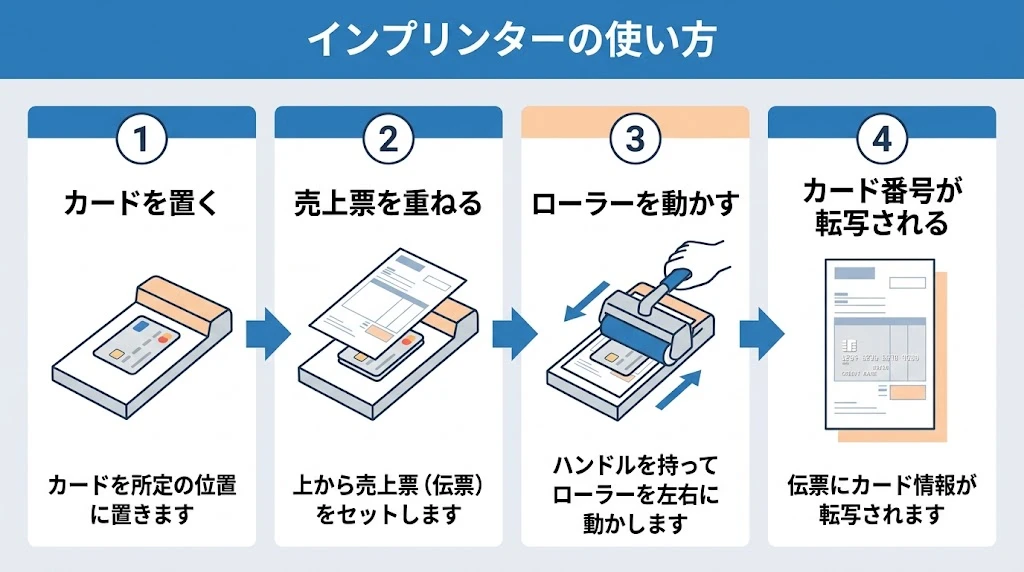 インプリンターによる昔の決済イメージ