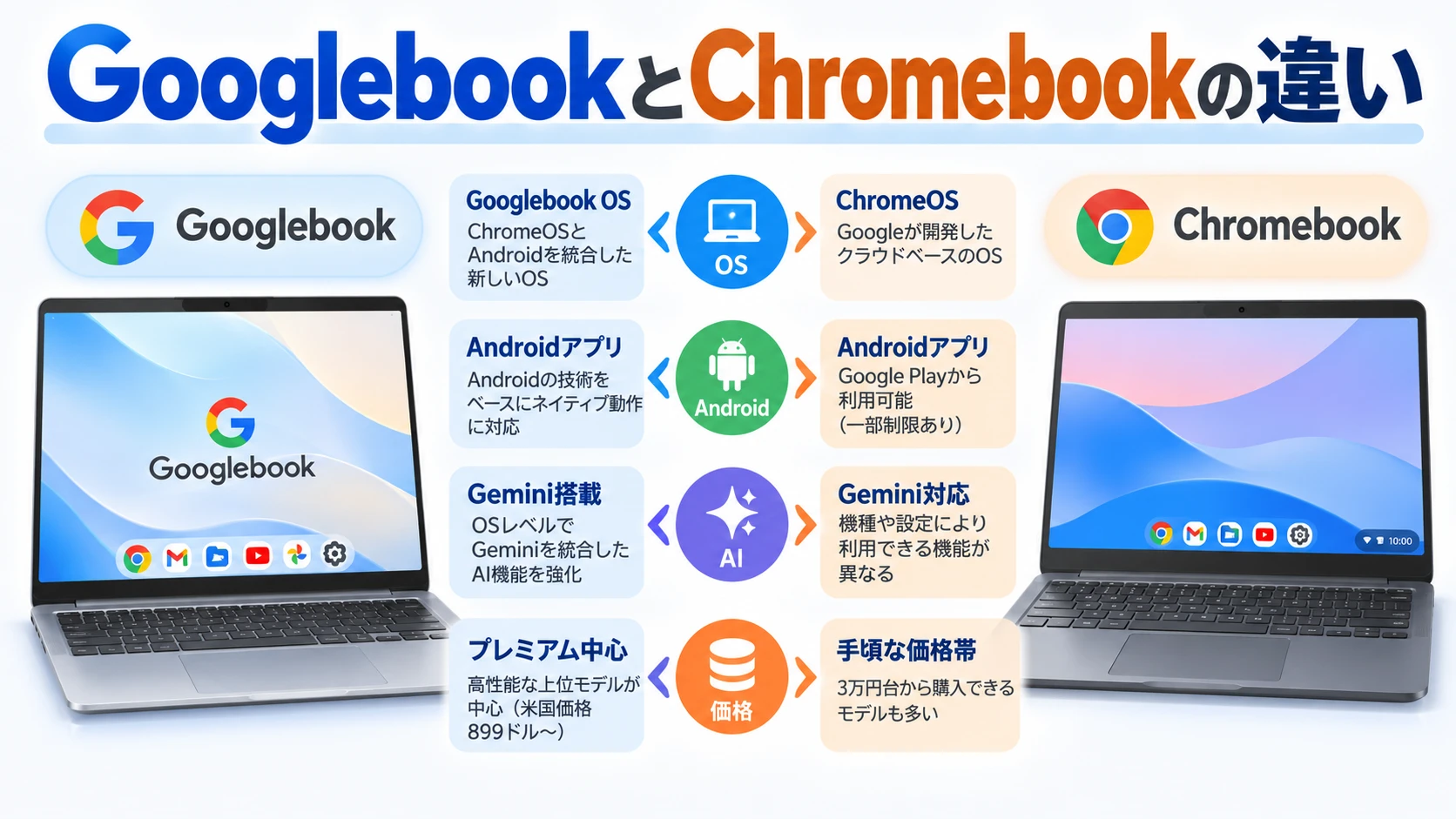 GooglebookとChromebookの違い