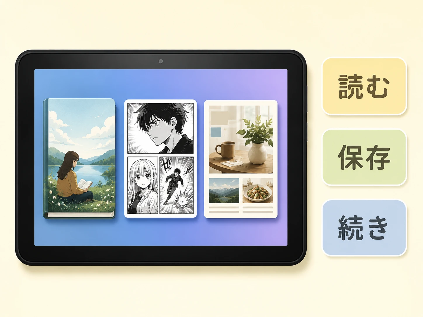 Fire HD 8でKindleと漫画を読む説明図