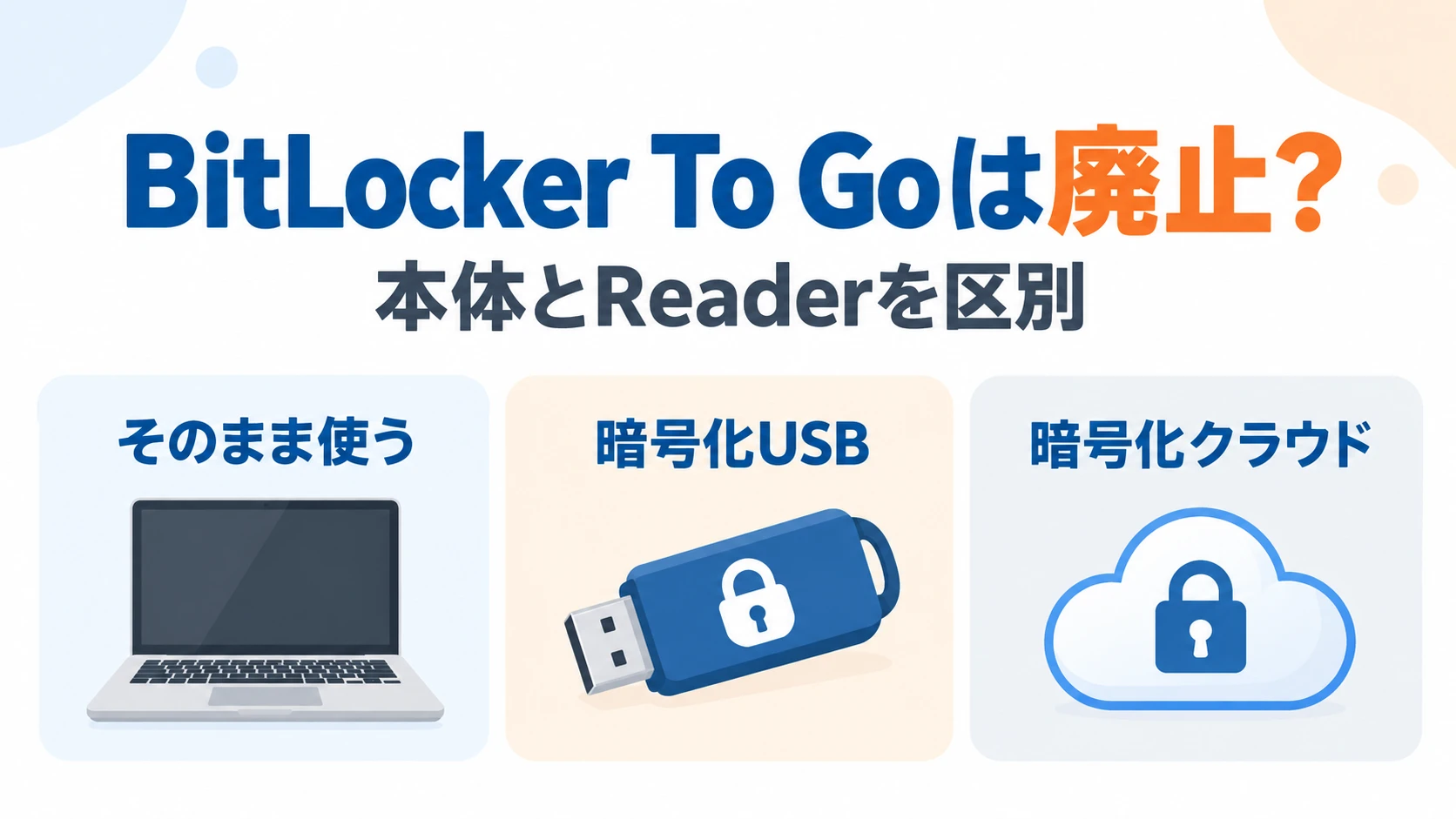 BitLocker To Goの継続利用、暗号化USB、暗号化クラウドの選び方