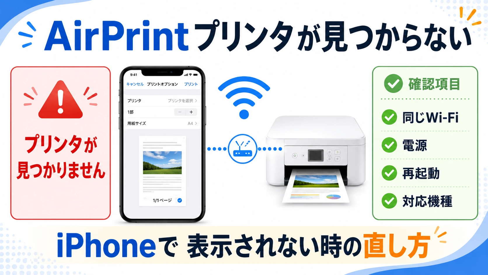 AirPrintプリンタが見つからない時の確認手順
