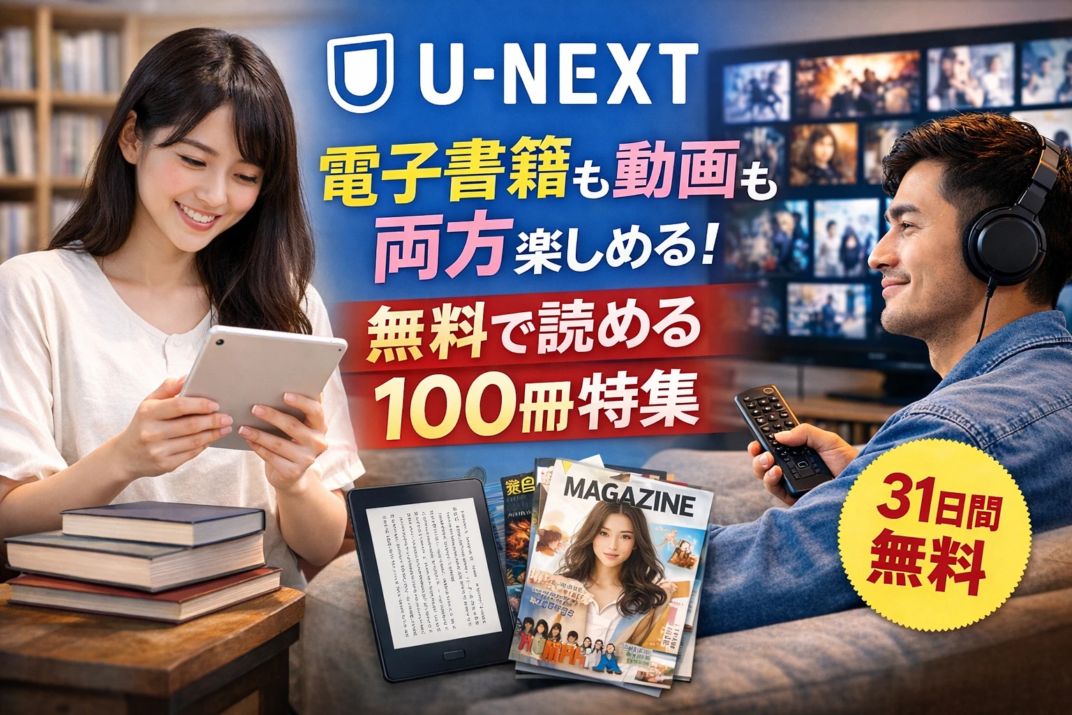 U-NEXTは電子書籍も動画も両方使える最強サービス｜無料で読める本100選付き完全ガイド