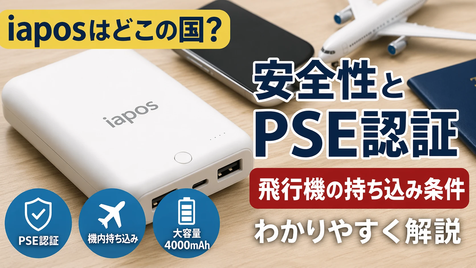 iaposはどこの国のモバイルバッテリー？安全性とPSE認証、飛行機の持ち込み条件をわかりやすく解説