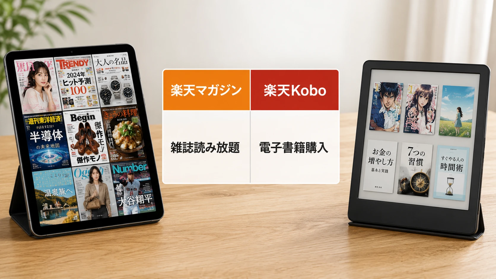 楽天マガジンと楽天Koboの違いを比較するイメージ