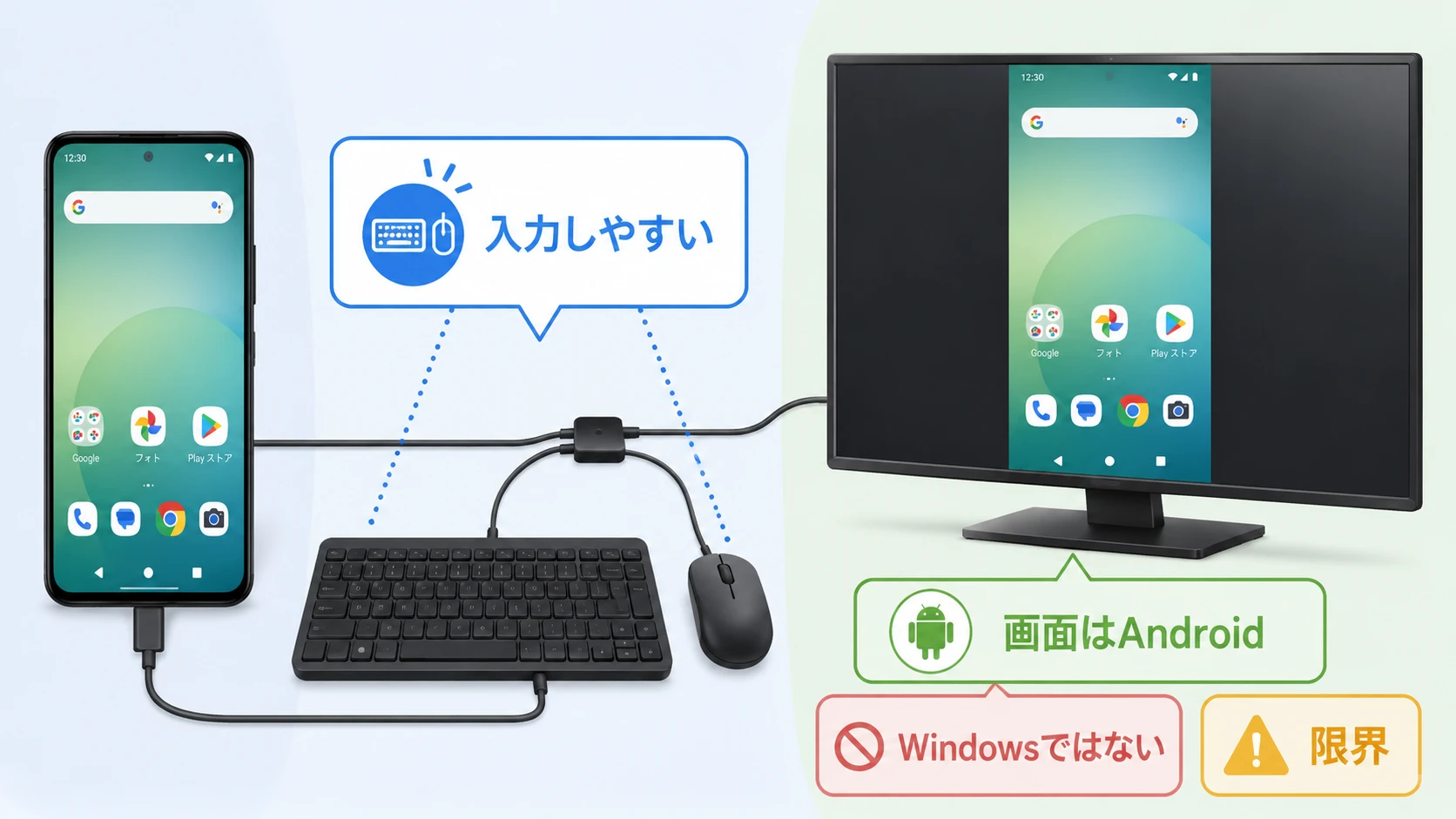 Android15以前でキーボードとマウスを接続しても限界がある理由