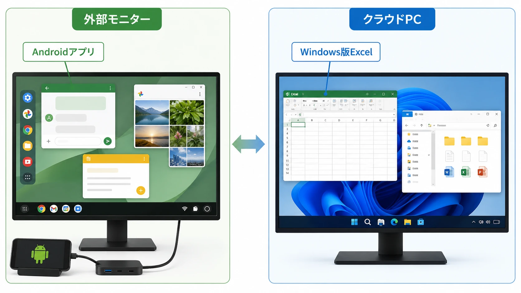 Android16デスクトップモードとWindowsクラウドPCの違い