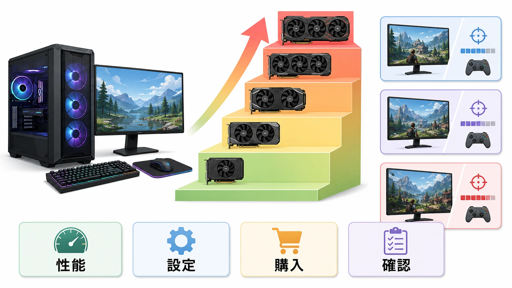 GPU性能順で選ぶゲーミングPCとグラフィックボード比較図