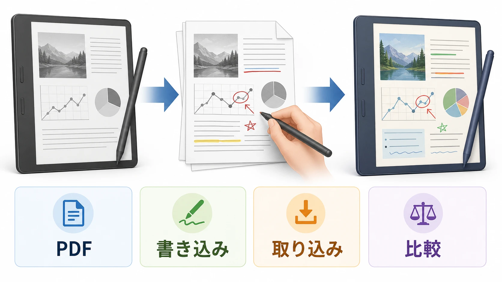Kindle ScribeでPDFに書き込みする方法とおすすめモデルの比較図