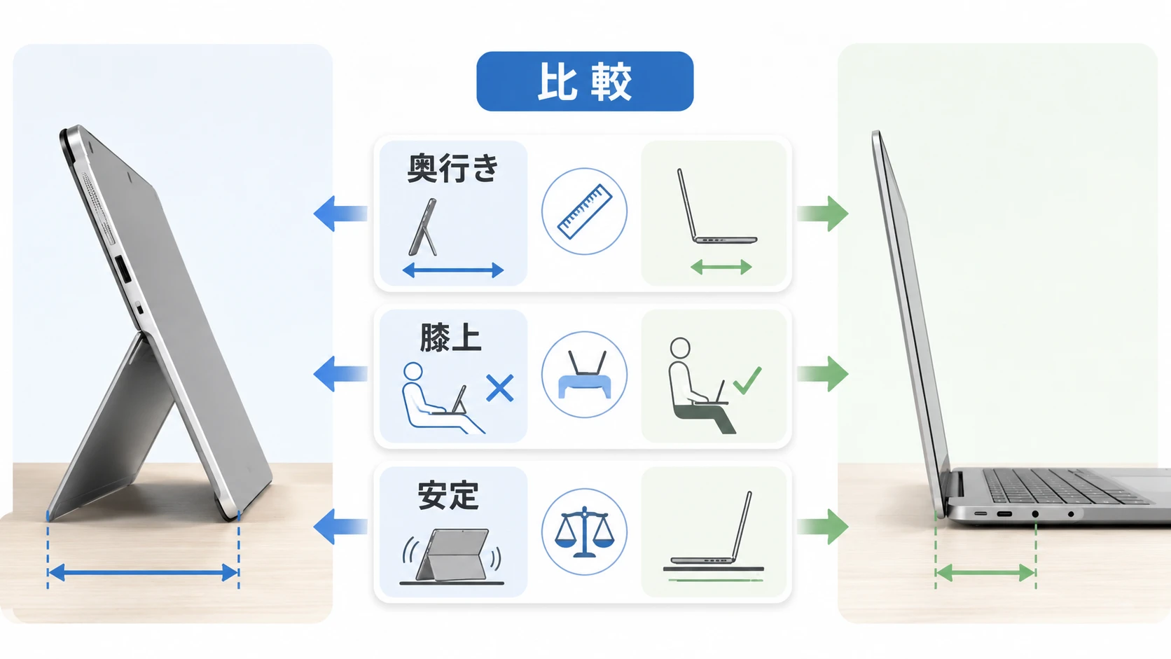 Surface Proのキックスタンドと通常ノートPCの違い