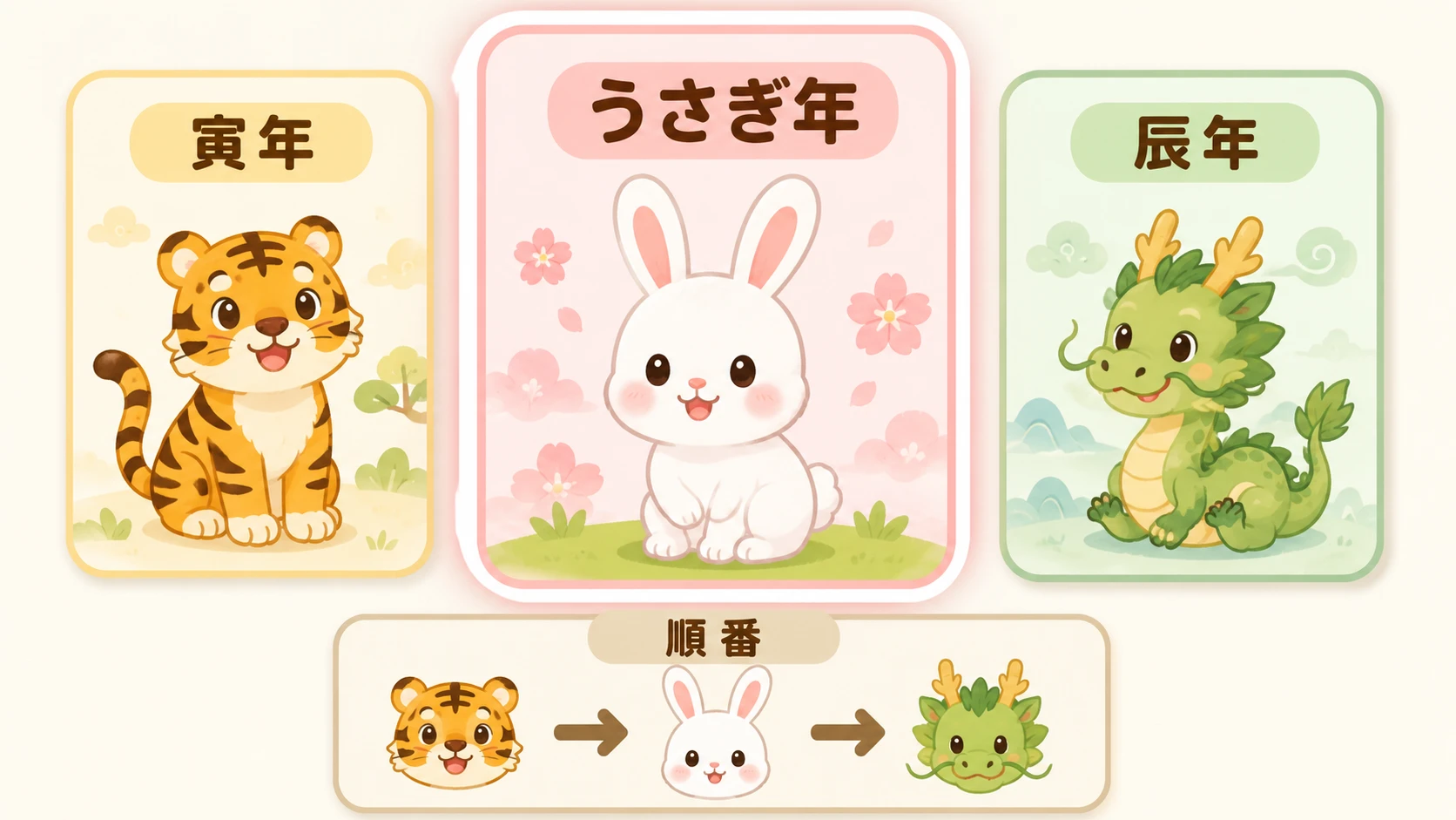 十二支の並びとうさぎ年の位置