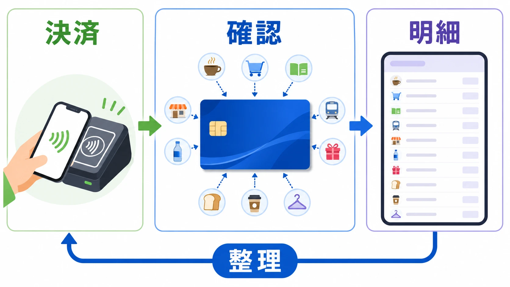 マホ決済とカード明細を分ける説明図