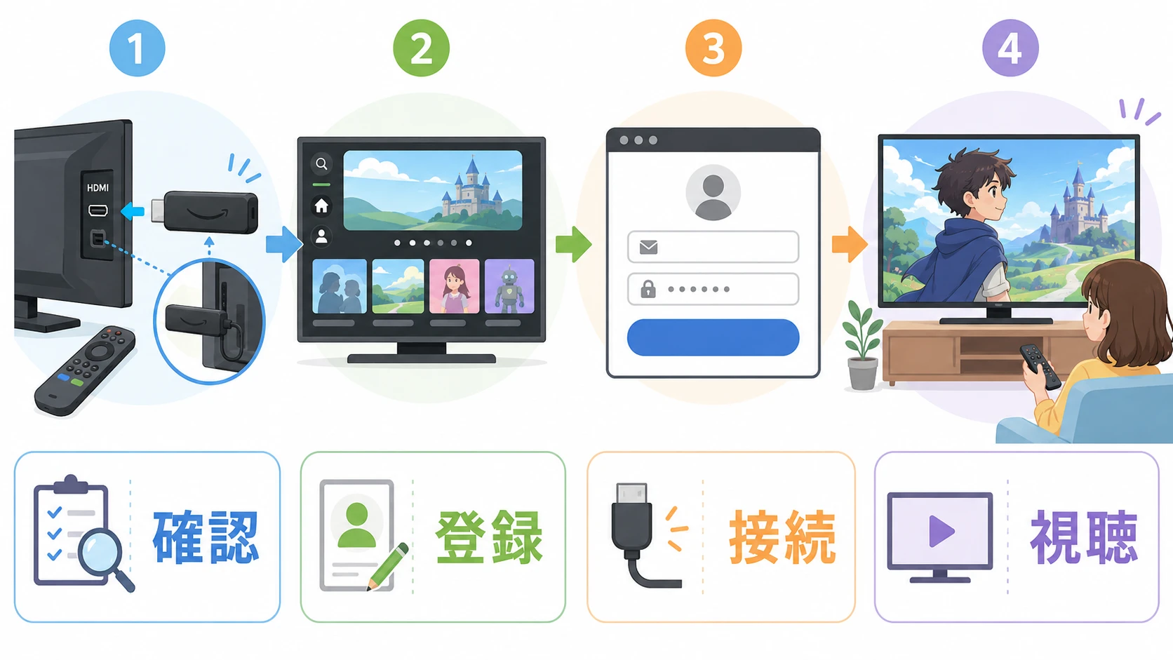 Fire TV StickでDMM TVを見る手順。テレビ、アプリ、ログインの流れ
