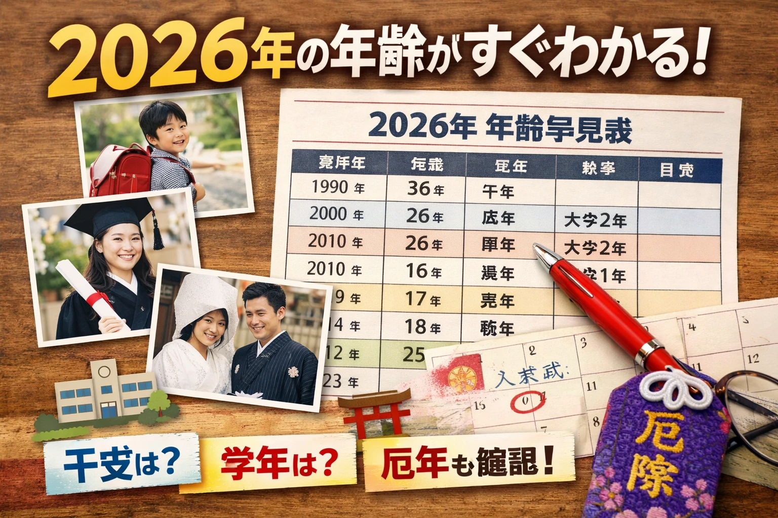 2026年(令和8年)の年齢早見表｜生まれ年から今何歳かすぐ分かる