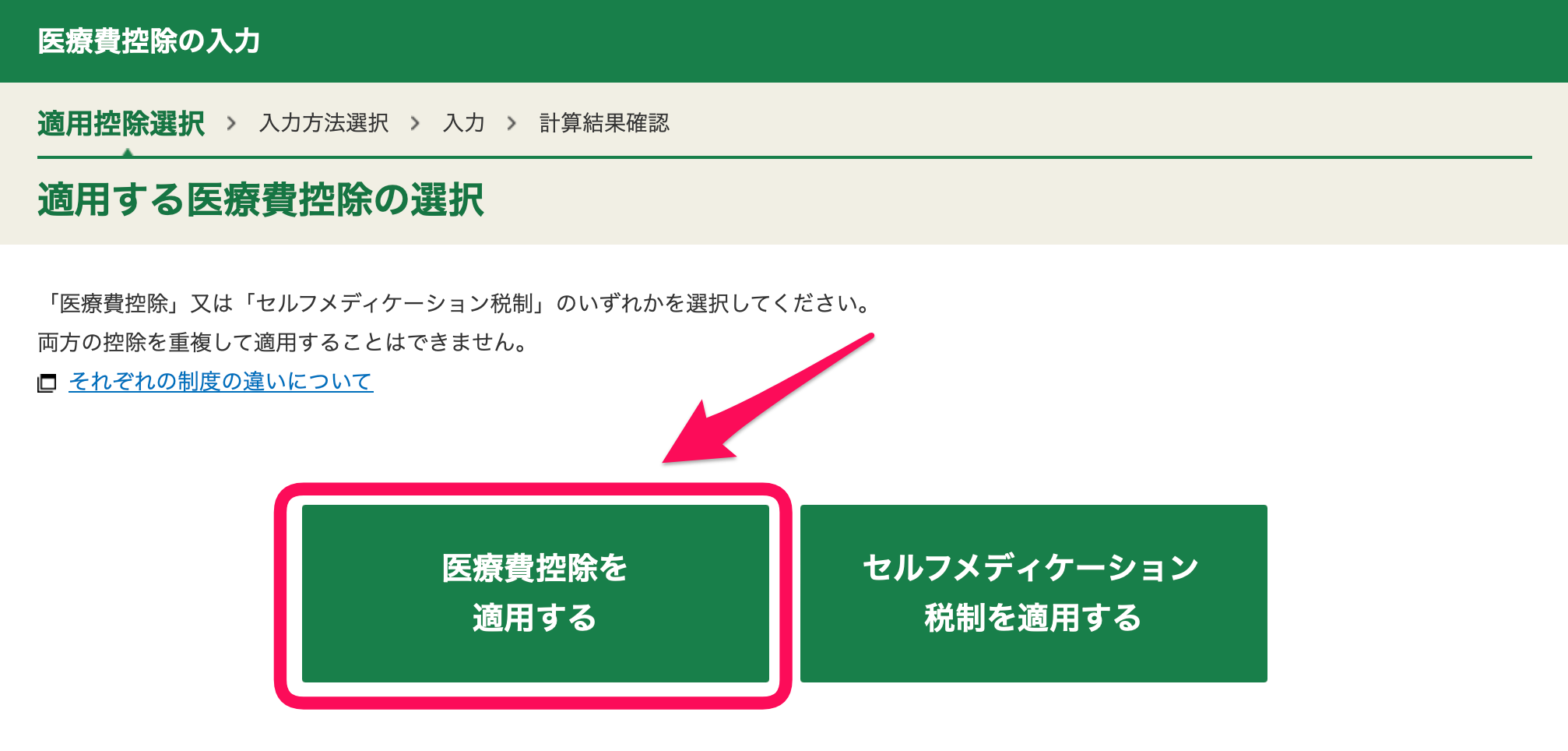 適用する医療費控除の選択
