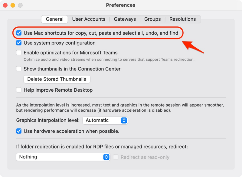 Use Mac shortcuts for copy, cut, paste and select all, undo, and find