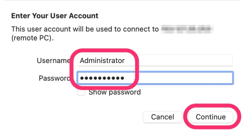 Enter Your User Account