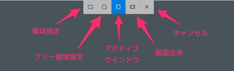 「切り取り&スケッチ」のコントロールバー