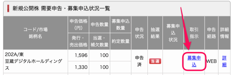 募集申込