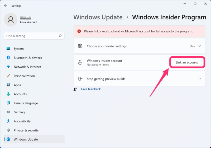 Windows Insider Account
